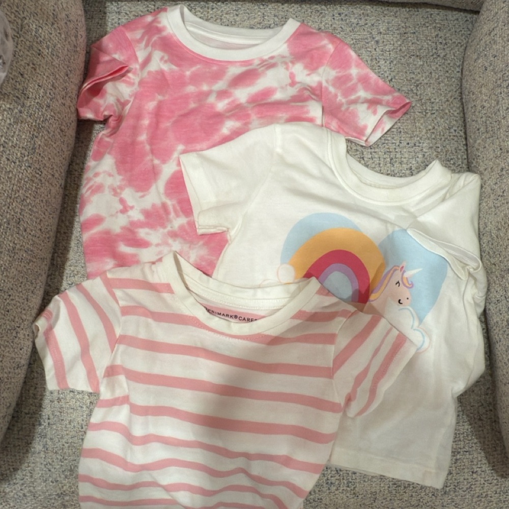Set of Three Pink and White Toddler T-Shirts